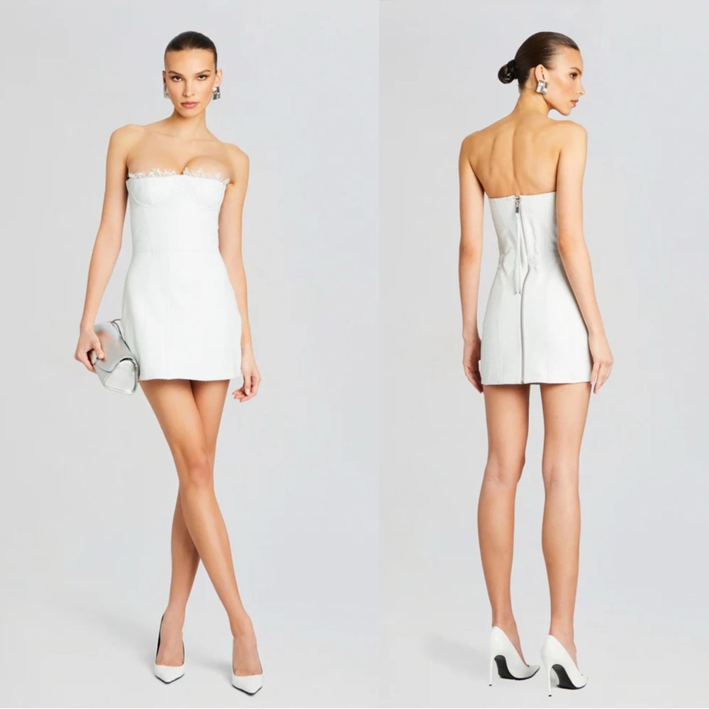 Retrofete Amberly Leather Dress in Optic White Small